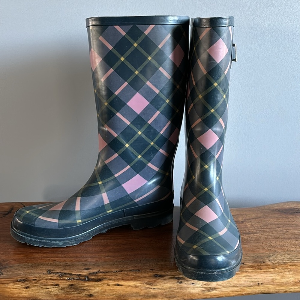 Bit & Bridle plaid rubber boots